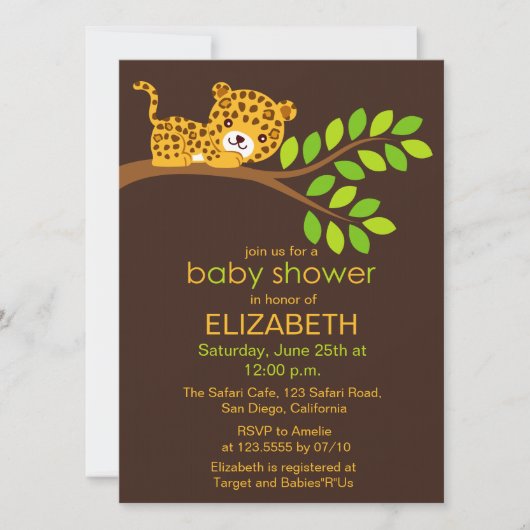 Cute Little Leopard Baby shower Invitation (Devant)