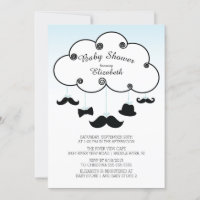 Cute Little Man Mustache Baby Shower Invitations