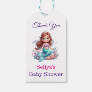 Cute Little Mermaid Baby Shower Thank You Gift Tag Cadeaulabel