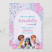 Cute Little Mermaids Under The Sea Birthday Party Kaart (Voorkant / Achterkant)