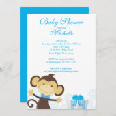 Cute Little Monkey Baby shower Invitation (Devant / Derrière)