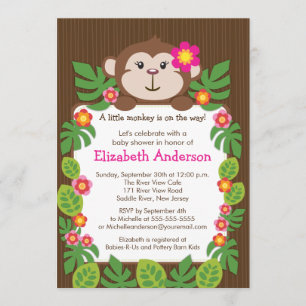 Cute Little Monkey Baby shower Invitation Kaart