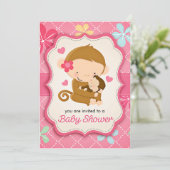 Cute Little Monkey Baby shower Kaart (Staand voorkant)