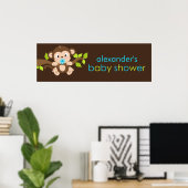 Cute Little Monkey Boy Baby shower Banner Poster (Thuiskantoor)