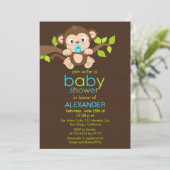 Cute Little Monkey Boy Invitation Baby shower (Debout devant)