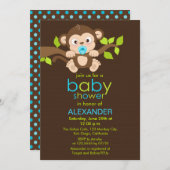 Cute Little Monkey Boy Invitation Baby shower (Devant / Derrière)