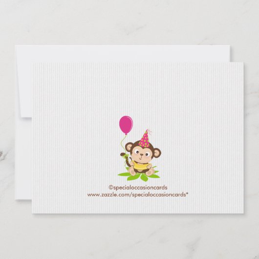 Cute Little Monkey First Birthday Invitation (Dos)