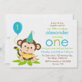 Cute Little Monkey First Birthday Invitation (Devant)