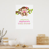 Cute Little Monkey Girl Baby shower Poster (Keuken)