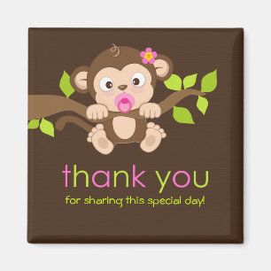 Cute Little Monkey Girl Bedankt Magnet Magneet