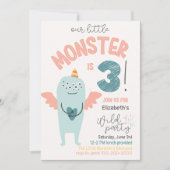 Cute Little Monster 3ème anniversaire Invitation (Devant)