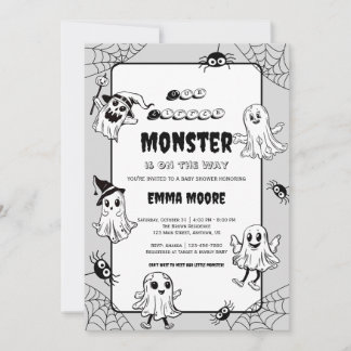 Cute Little Monster Baby Shower Illustratie Kaart