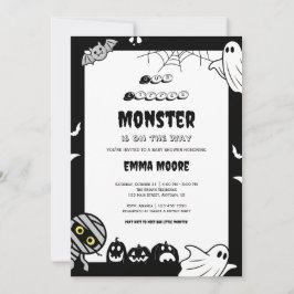 Cute Little Monster Baby Shower Illustration Kaart