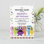 CUTE Little Monster Bash Birthday Party Kaart (Staand voorkant)