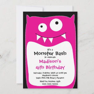 CUTE Little Monster Bash Birthday Party Kaart