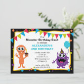 CUTE Little Monster Bash Birthday Party Kaart (Staand voorkant)