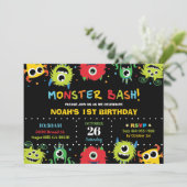 Cute Little Monster Bash Boy Invitation Anniversai (Debout devant)