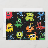 Cute Little Monster Bash Boy Invitation Anniversai (Dos)