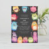 Cute Little Monster Kids Birthday Invitation (Debout devant)