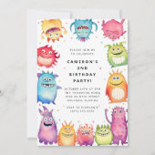 Cute Little Monster Kids Birthday Invitation (Devant)