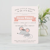 Cute Little Mouse - Baby shower Invitation Kaart (Staand voorkant)