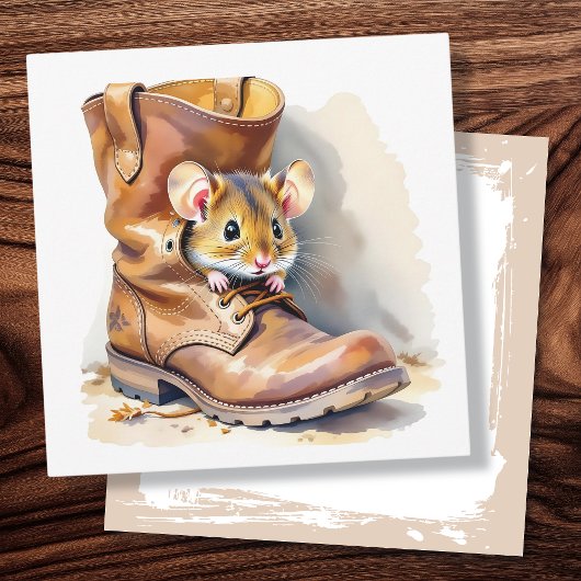Cute Little Mouse in a Boot Kaart