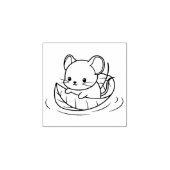 Cute Little Mouse Leaf Boat 1x1 Rubberstempel (Afrduk)