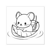 Cute Little Mouse Leaf Boat Zelfinktende Stempel (Design)