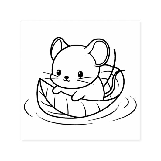 Cute Little Mouse Leaf Boat Zelfinktende Stempel (Design)