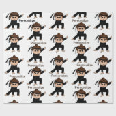 Cute Little Ninja Guy Cartoon Personalize Cadeaupapier (Vlak)