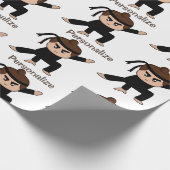 Cute Little Ninja Guy Cartoon Personalize Cadeaupapier (Hoek)