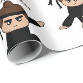 Cute Little Ninja Guy Cartoon Personalize Cadeaupapier (Rol Hoek)