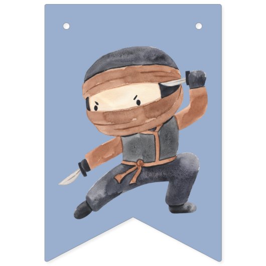 Cute Little Ninja Happy Birthday Vlaggetjes (Eerste vlag)