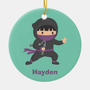 Cute Little Ninja met Nunchaku Jongens Slaapkamer Keramisch Ornament