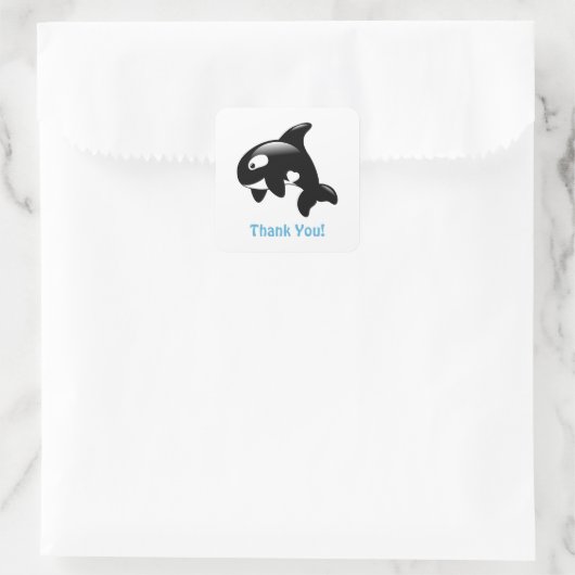 Cute Little Orca Bedankt Vierkante Sticker (Tas)