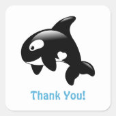 Cute Little Orca Bedankt Vierkante Sticker (Voorkant)