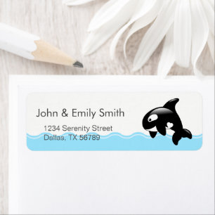 Cute Little Orca Whale Adres Etiket