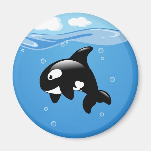 Cute Little Orca Whale on Aqua Magneet (Voorkant)