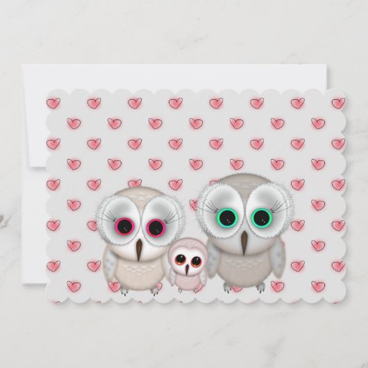 Cute Little Owl Family Baby shower Invitation (Devant)