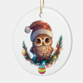 Cute Little Owl Merry Kerstversiering Keramisch Ornament (Links)