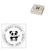 Cute Little Panda Bamboo Round Address 3 Rubberstempel (Gestempeld)