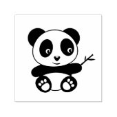 Cute Little Panda Holding a Bamboo Stick Zelfinktende Stempel (Design)