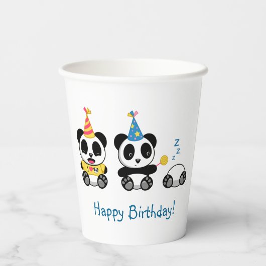 Cute Little Pandas Birthday Papieren Bekers (Achterkant)
