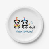 Cute Little Pandas Birthday Papieren Bordje (Voorkant)