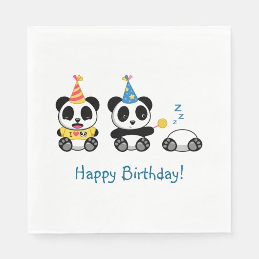 Cute Little Pandas Birthday Servet (Voorkant)