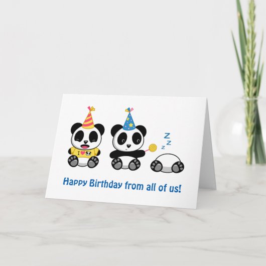 Cute Little Pandas on White Birthday from All Kaart (Voorkant)