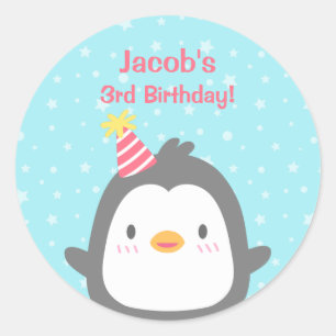 Cute Little Penguin Birthday Party Favor Stickers