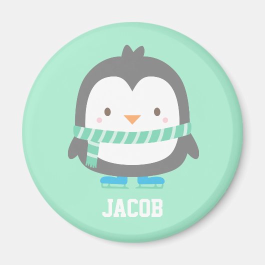 Cute Little Penguin met Winter Scarf Personalized Magneet (Voorkant)