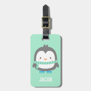 Cute Little Penguin Winter Kinderen Bagage Label