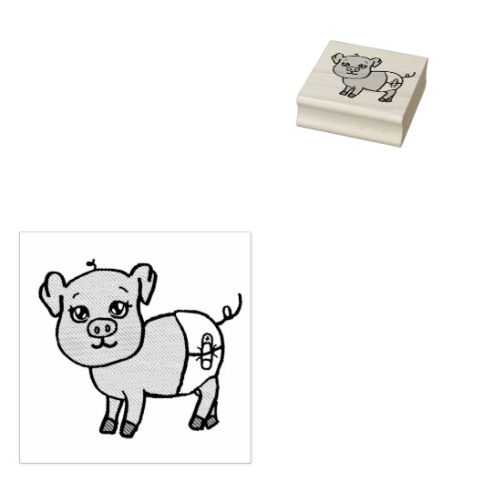 Cute Little Pig Boerderij Animal Rubberstempel (Gestempeld)